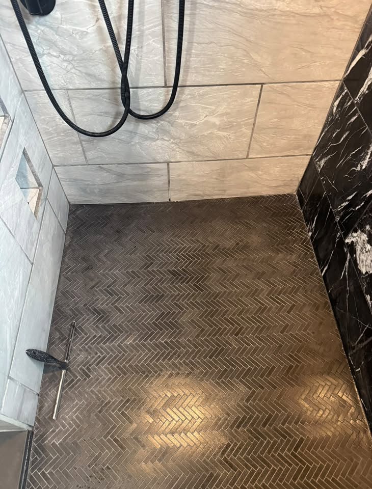 Shower floor after cleaning